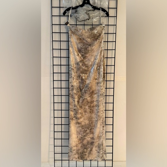 Retrofete Winslow Sequin Snake Print Strapless Maxi Dress - Picture 13 of 15